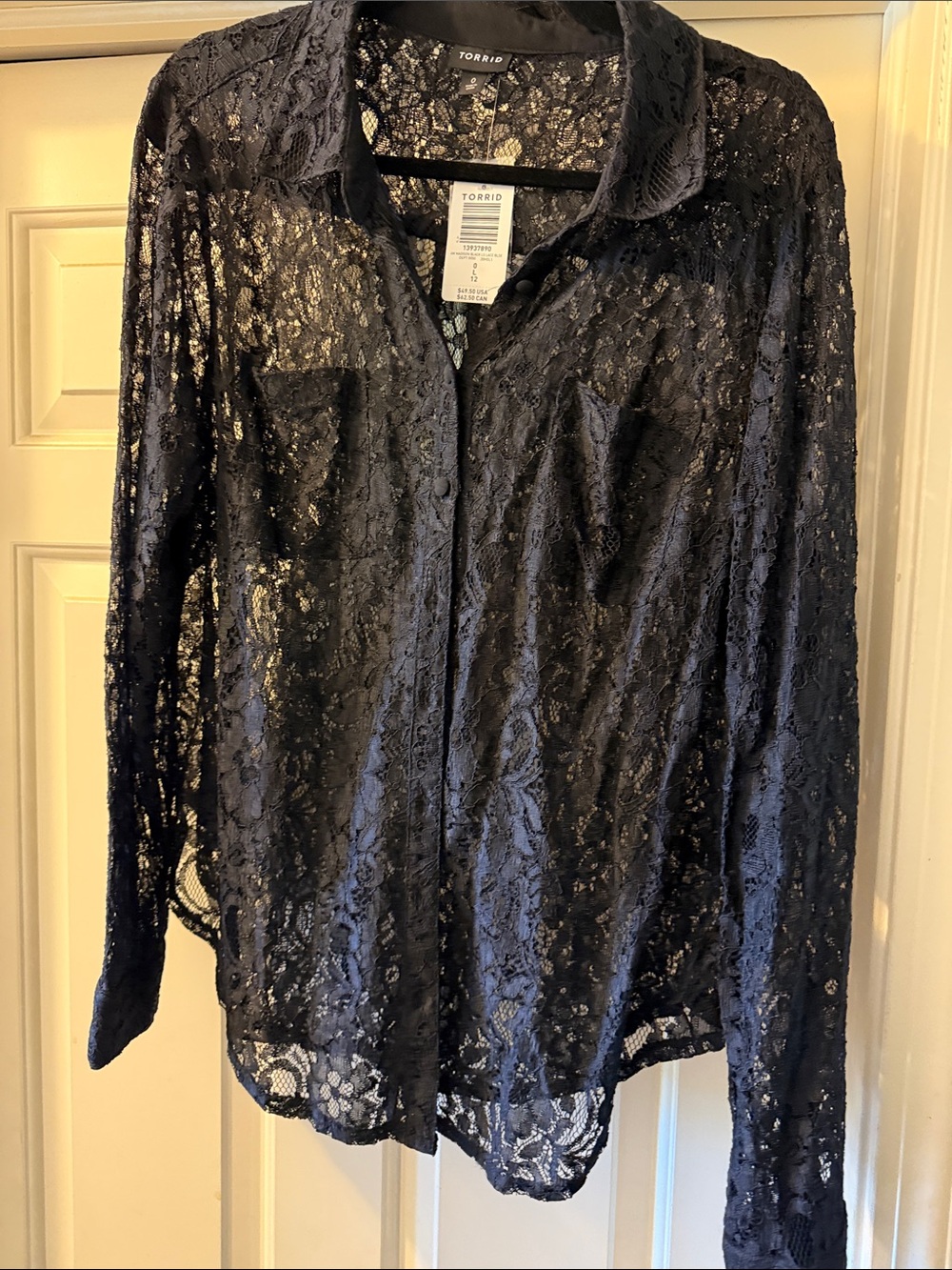 Torrid Black Lace Button-Up Shirt